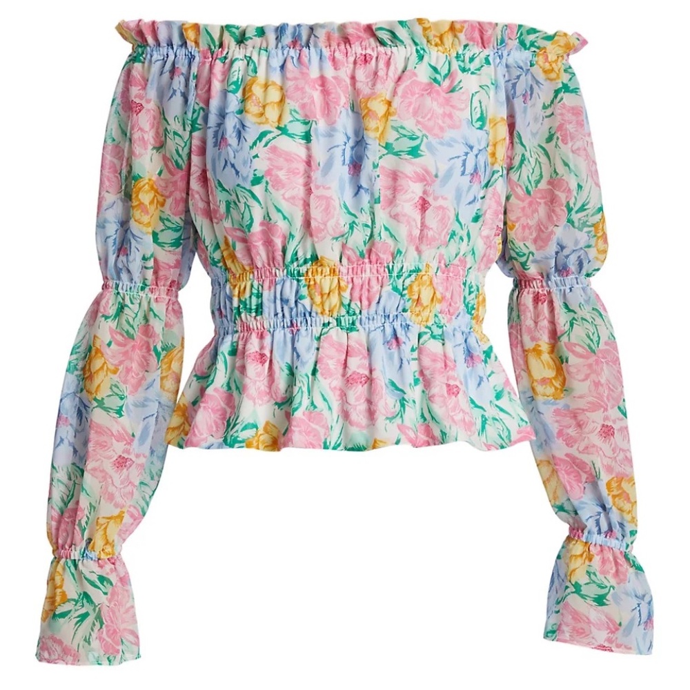 Wayf Floral Off-the-shoulder Blouse Sz M